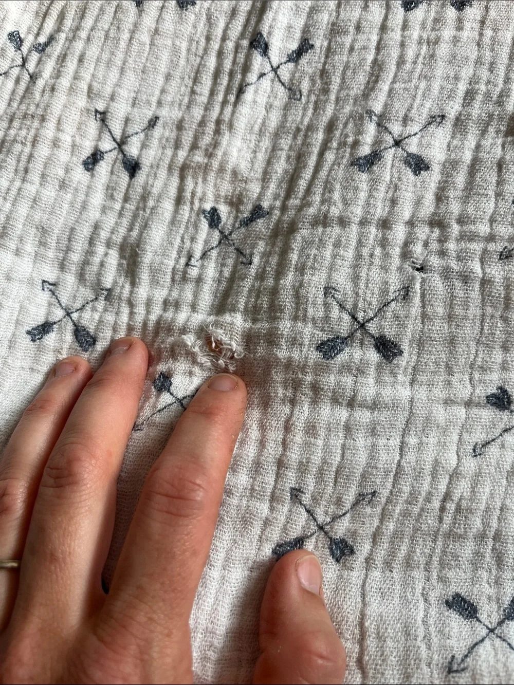 Kids Neutral Muslin Swaddle Set with Navy and Orange Prints